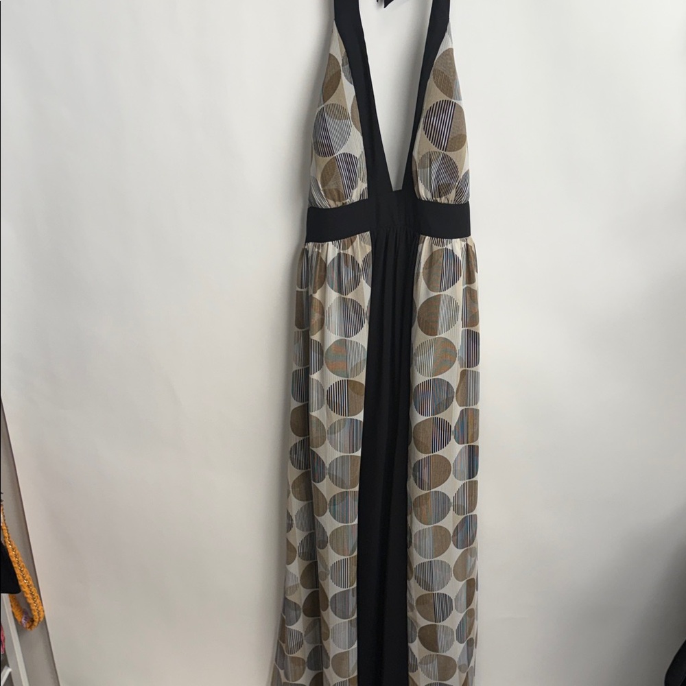 London Times Backless Dress - Black and Tan